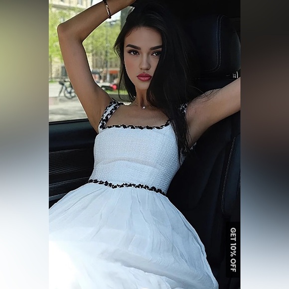 COMMENSE contrast binding cami long dress - Picture 3 of 5